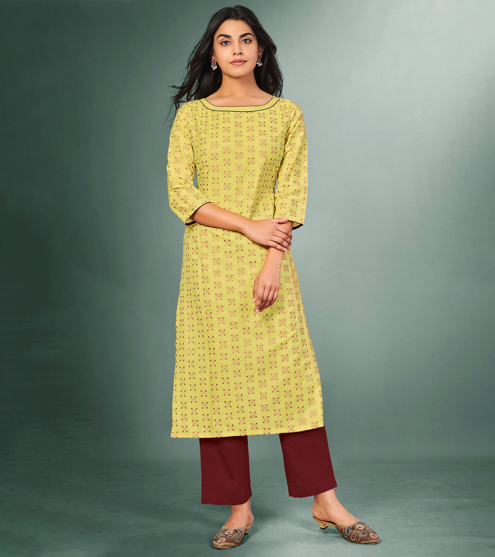 Women's Yellow Kurta With Green Dupatta (3pc Set) - Label Shaurya Sanadhya  (3pc Set) | Indian clothes women, Lemon colour dress, Dress indian style